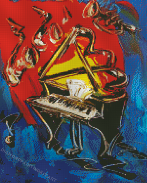 Abstract Jazz Piano And Saxophone Diamond Paintings