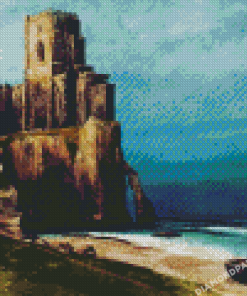 Cliff Side Castle Building Diamond Paintings