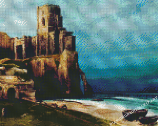 Cliff Side Castle Building Diamond Paintings