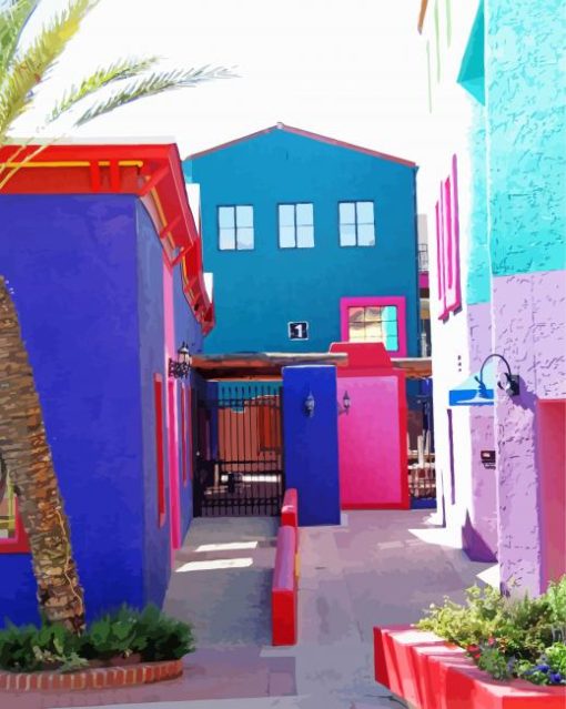 Colorful Buildings Barrio Tucson Diamond Paintings