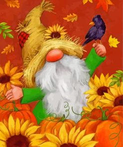 Fall Gnome With Pumpkins And Sunflowers Diamond Paintings