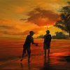 Father And Son Fishing Silhouette Art Diamond Paintings