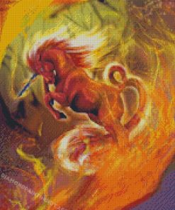 Fire Unicorn Diamond Painting