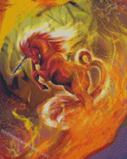 Fire Unicorn Diamond Painting