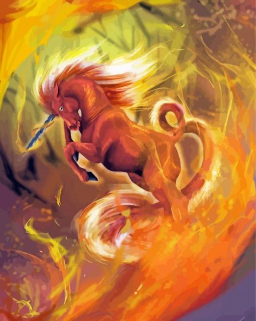 Fire Unicorn Diamond Painting