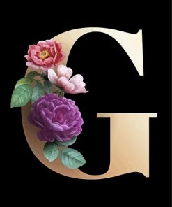 Floral Letter G Art Diamond Paintings