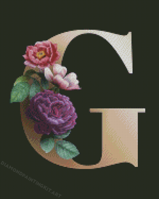 Floral Letter G Art Diamond Paintings