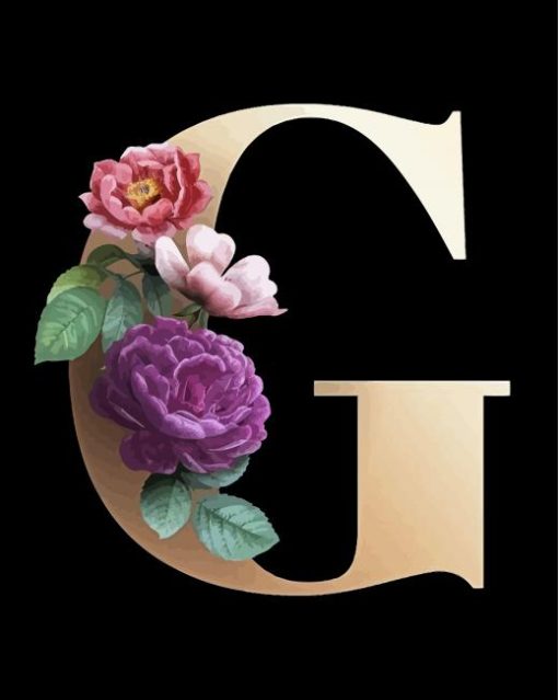 Floral Letter G Art Diamond Paintings