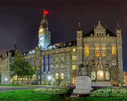 Georgetown University At Night Diamond Paintings