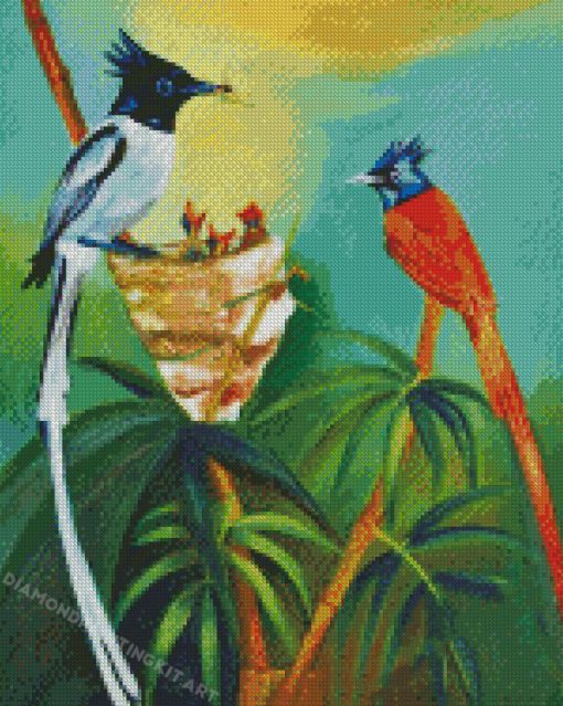 Indian Paradise Flycatcher Bird Diamond Painting