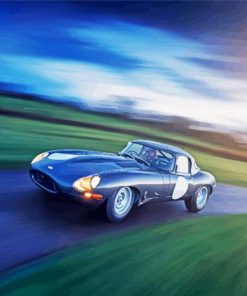 Jaguar E Type On The Road Diamond Paintings