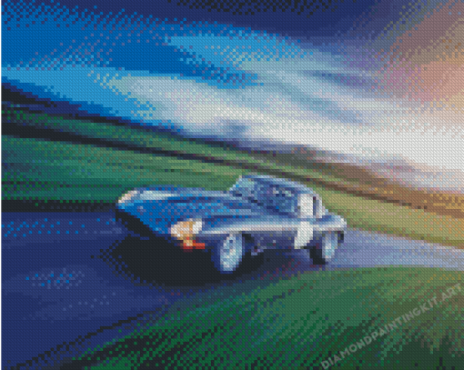 Jaguar E Type On The Road Diamond Paintings