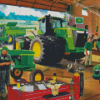 John Deere Trekker Garage Diamond Paintings