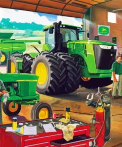 John Deere Trekker Garage Diamond Paintings