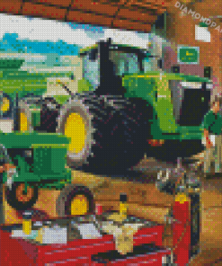 John Deere Trekker Garage Diamond Paintings