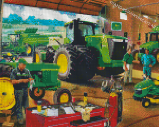 John Deere Trekker Garage Diamond Paintings