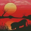 Lion Silhouette By Lake Diamond Paintings