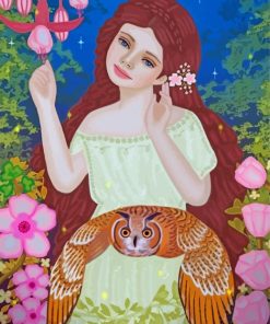 Little Girl With Owl Diamond Paintings