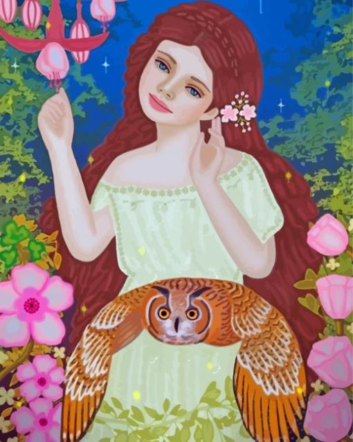 Little Girl With Owl Diamond Paintings