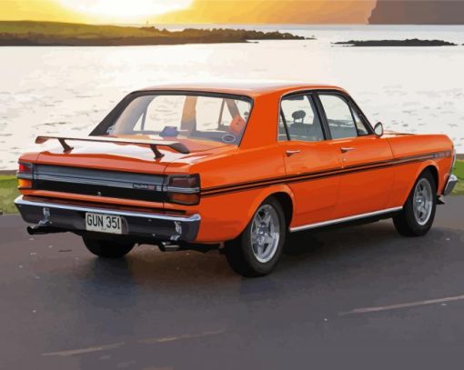 Orange Xy Ford Falcon Car Diamond Paintings