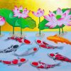 Pink Lotus And Koi Fish Diamond Paintings