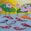 Pink Lotus And Koi Fish Diamond Paintings