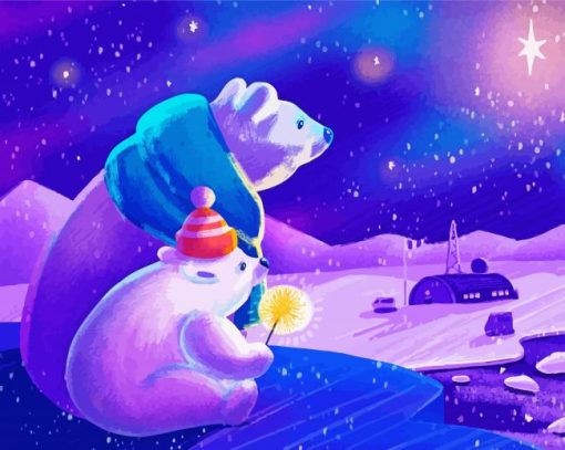 Polar Bears In The Snow Diamond Painting