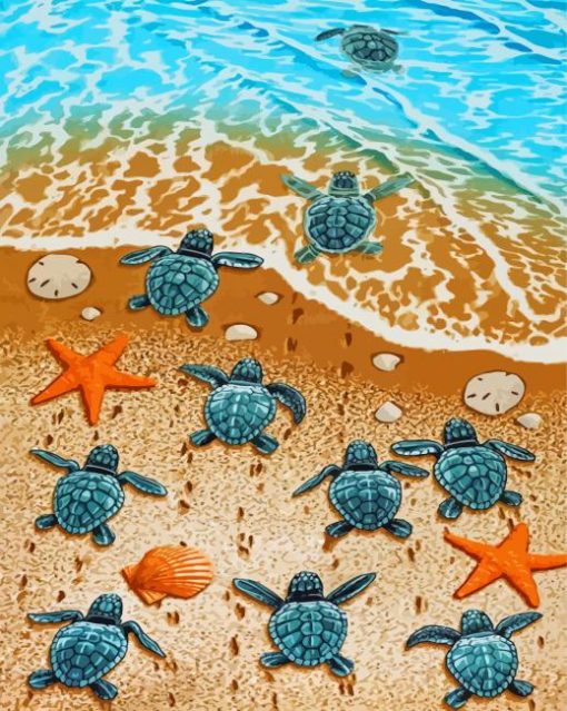 Sea Baby Turtles Diamond Paintings