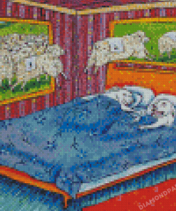 Sheep And Dog Art Diamond Paintings