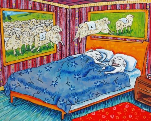 Sheep And Dog Art Diamond Paintings