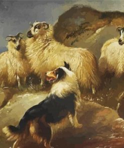 Sheep And Dog Diamond Paintings