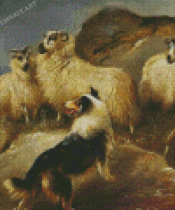 Sheep And Dog Diamond Paintings