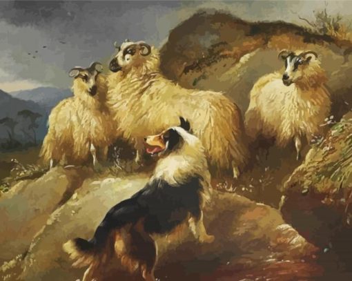 Sheep And Dog Diamond Paintings