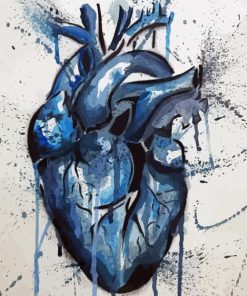 Splatter Blue Heart Diamond Paintings