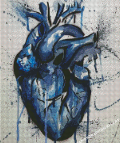 Splatter Blue Heart Diamond Paintings