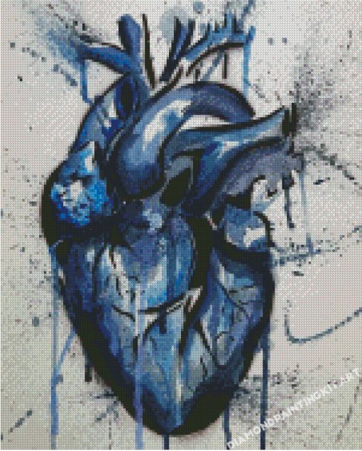 Splatter Blue Heart Diamond Paintings