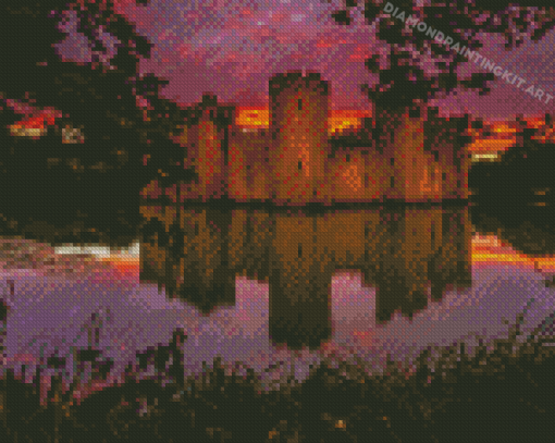 Sunset At Bodiam England Diamond Paintings