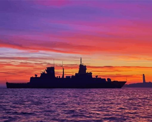 The F125 Baden Wurttemberg Class Frigate Silhouette Diamond Paintings