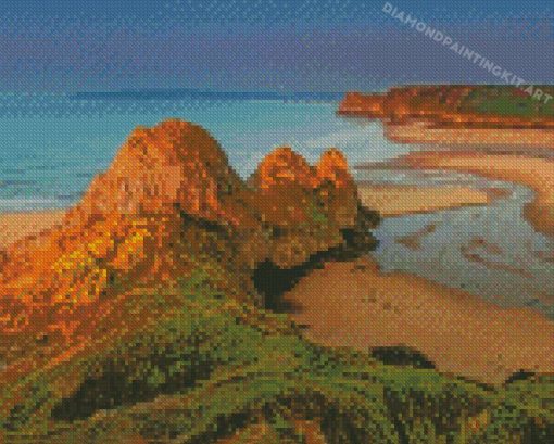 The Three Cliffs Bay Swansea Beach Diamond Paintings