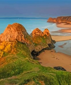 The Three Cliffs Bay Swansea Beach Diamond Paintings