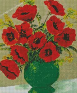 Vase With Red Poppies Diamond Paintings