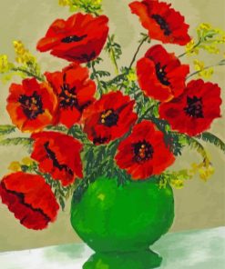 Vase With Red Poppies Diamond Paintings