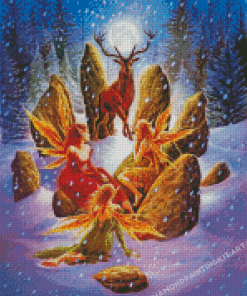 Winter Christmas Fairies Diamond Paintings