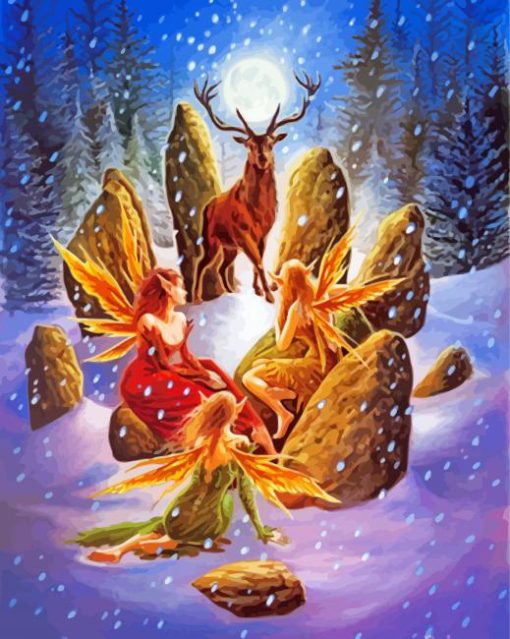 Winter Christmas Fairies Diamond Paintings