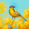 Yellow Bird And Yellow Flowers Diamond Painting