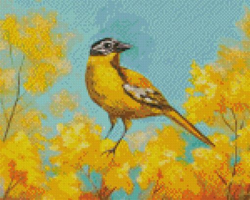 Yellow Bird And Yellow Flowers Diamond Painting