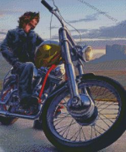 Aesthetic Boy With Bike Diamond Paintings