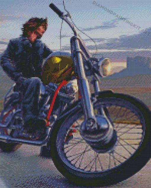 Aesthetic Boy With Bike Diamond Paintings