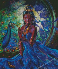 Black Peacock Lady Diamond Paintings