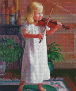 Blonde Girl Playing Violin Diamond Paintings